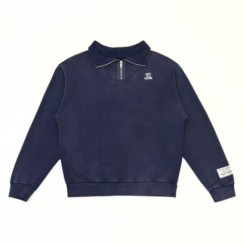 1:1 Top Quality Gallery Dept Navy Quarter Zip Sweatshirt Vintage Washed Dépt de la Galerie Logo Collared Pullover