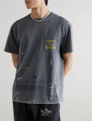1:1 Top Quality Gallery Dept Washed Grey Paint Splatter Pocket Tee Dépt de la Galerie Yellow Logo T-shirt