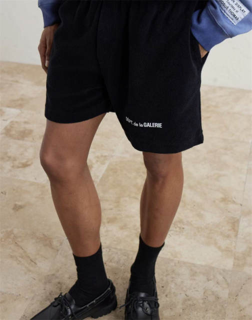 1:1 Top Quality Gallery Dept Black Logo Sweat Shorts Drawstring Elastic Waist Casual Streetwear Shorts