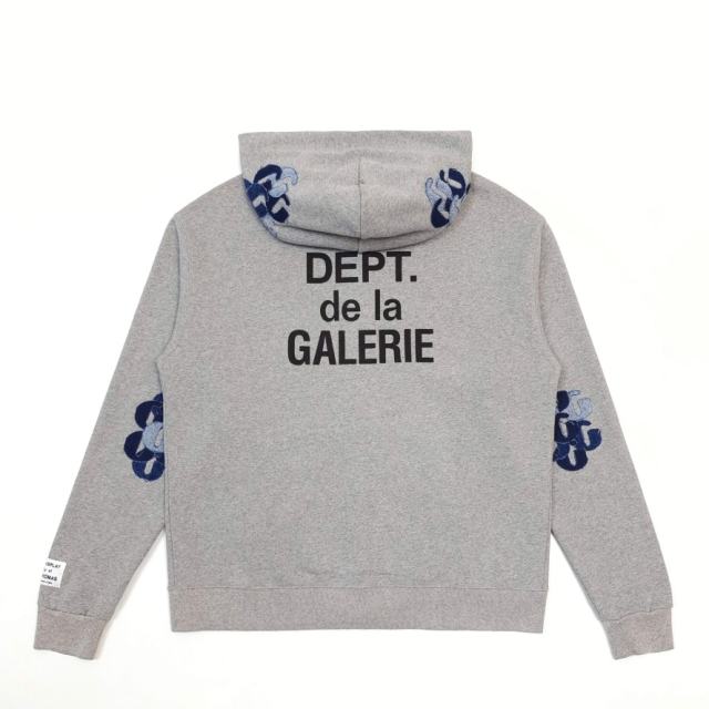 1:1 Top Quality Gallery Dept De La Galerie Floral Embroidered Zip Up Hoodie, Grey Streetwear Full Zip Sweat Jacket