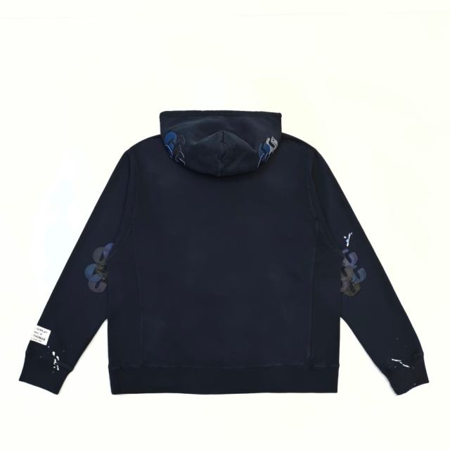 1:1 Top Quality Gallery Dept Paint Splatter Logo Hoodie, Vintage Washed Black Pullover Hooded Sweatshirt