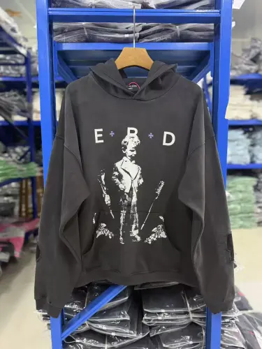 ERD Washed Patch Letter Print Hoodie