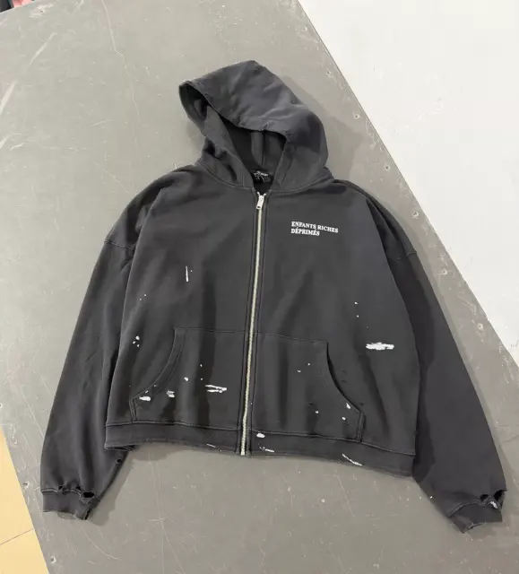 ERD Paint Splatter Distressed Zip Hoodie
