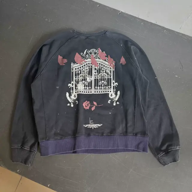 ERD Desire Cage Graphic Distressed Crewneck Sweatshirt