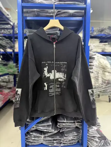 ERD Washed Panel Graphic Zip Hoodie