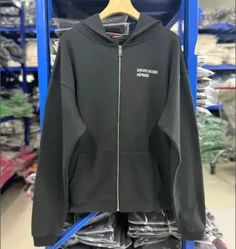 ERD Vintage Letter Logo Washed Zip Hoodie