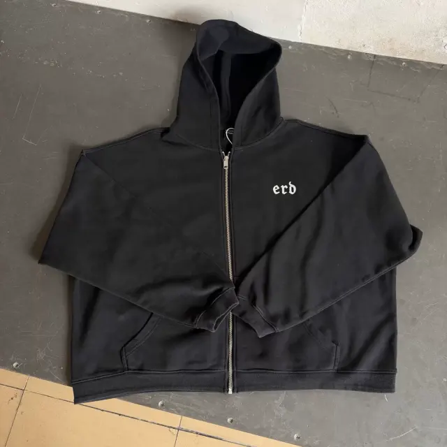 ERD Distressed Star Print Zip Hoodie