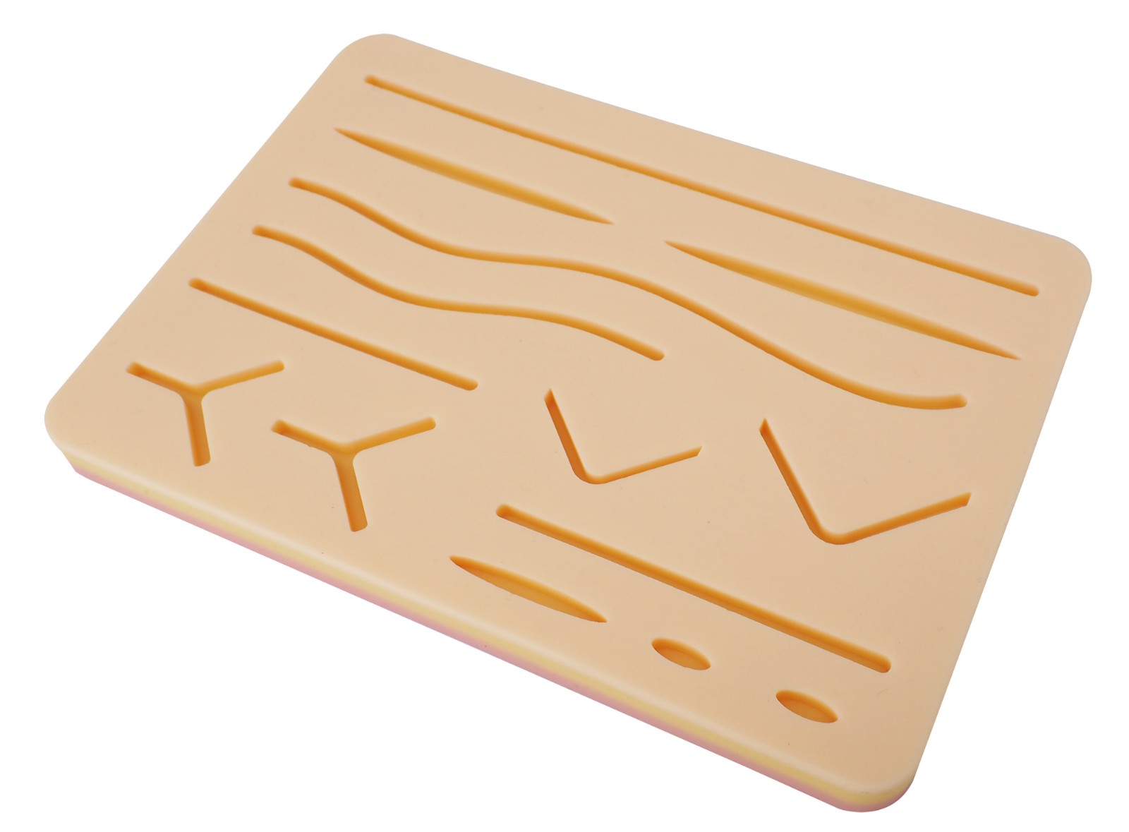 Standard Silicone Suture Training Pad with Wounds