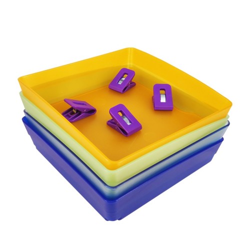Dental Lab Work Case Pans - Large Size, Rainbow Color, Plastic Trays