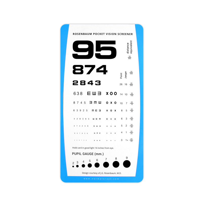 Eye Chart, Pocket Eye Chart, Snellen Pocket Eye Chart, Rosenbaum Pocket Eye  Chart (2 in 1)