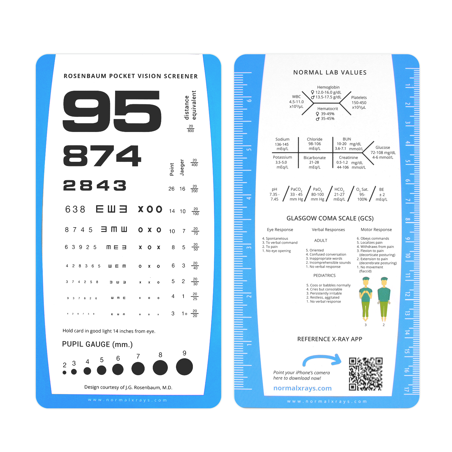 Eye Chart, Pocket Eye Chart, Snellen Pocket Eye Chart, Rosenbaum Pocket Eye  Chart (2 in 1)