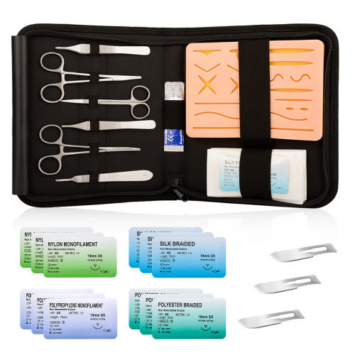 Veterinary Suture Kit - Suture Practice Tools in Black Pouch