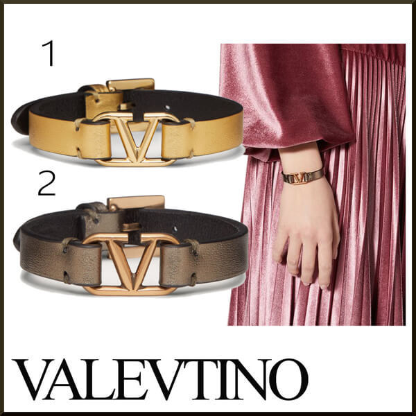 ヴァレンティノ スーパーコピー VLOGO SIGNATURE BRACELET IN METALLIC NAPPA 21040719