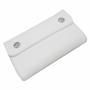 クロムハーツ財布コピー ウェーブ クロスボタン ホワイトウォレット Wave Wallet White Leather w/Cross Buttons chw05