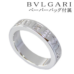ブルガリ リング BVLGARI 指輪 K18WG ダブルロゴリング ダイヤ入り (ブルガリブルガリライン) AN853348 0.04ct ダイヤモンド＆18金ホワイトゴールド