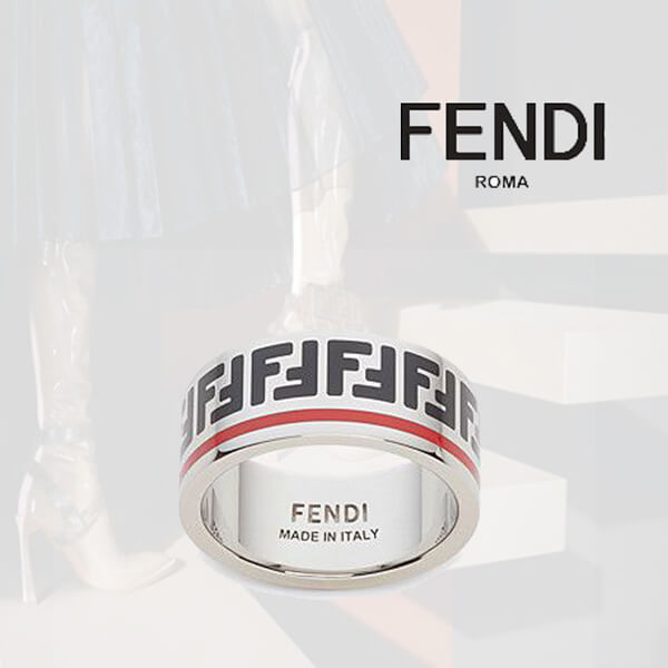 FENDI★偽物真鍮メタル★FFロゴ★レッドライン★リング 指輪2011201A34A7
