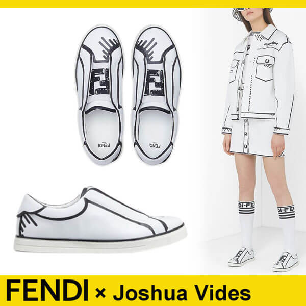 フェンディ スニーカー コピー【FENDI】× Joshua Vides ナッパレザー スリッポン☆AADSF0QA8