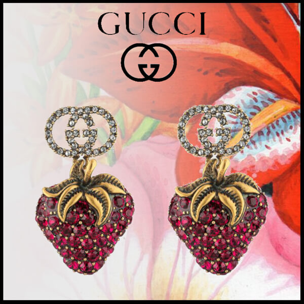 2020年春夏新作 GUCCI イグッチ いちご コピー ンターロッキングG ストロベリー ピアス08PAX9037