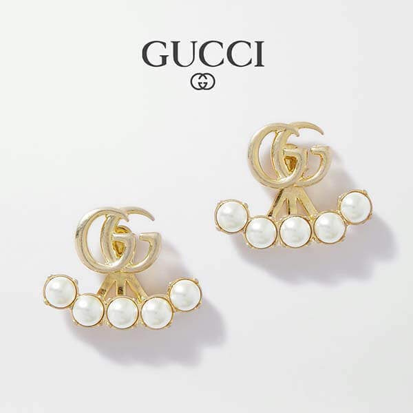 GUCCI Double G faux pearl ピアス