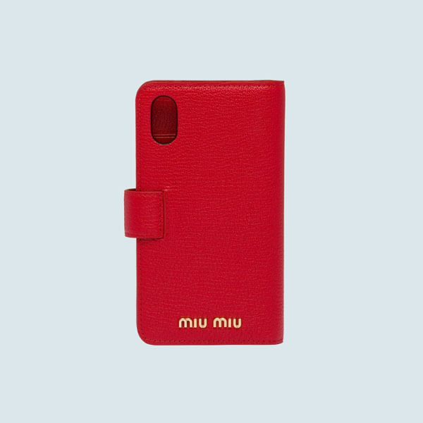 MIUMIU ミュウミュウ 手帳型ケース 偽物☆MADRAS ハート レッド iPhone ...