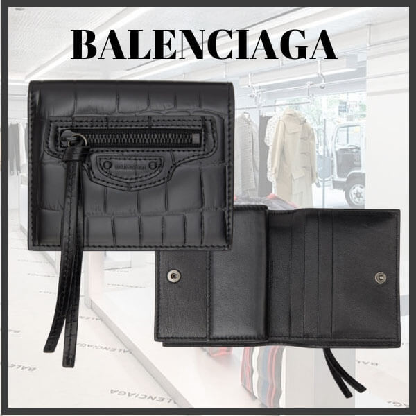 ギフトに 【BALENCIAGA】コピークロコ Neo Classic 二つ折り 財布N9B55