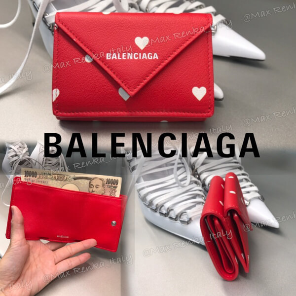 バレンシアガコピー【BALENCIAGA】PAPIERミニウォレット　ラブプリント201116B121