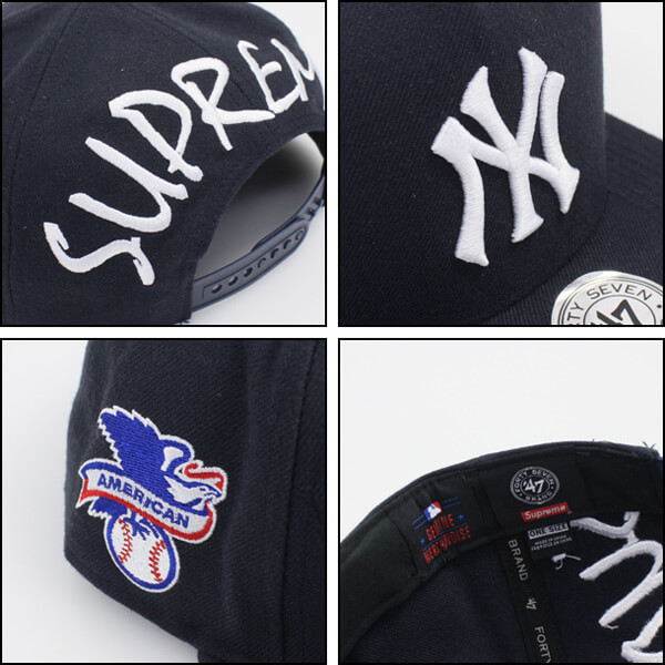 シュプリーム ビーニー 偽物  Supreme x NY Yankees x 47 Brand 5-Panel Snapback Cap 紺20E21C3