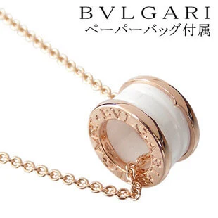 BVLGARI ブルガリ ネックレス ペンダント B-ZERO1 ホワイトセラミック K18 PG ネックレス ピンクゴールド CL855721