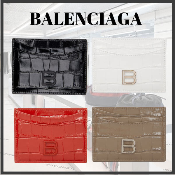 ギフトに 【BALENCIAGA】コピークロコ Hourglass カード ケース 4色 202342F037270