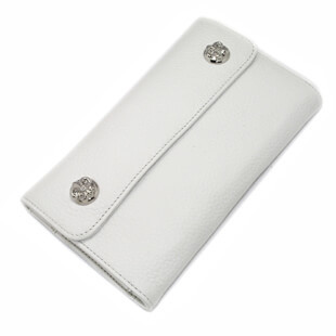 クロムハーツ財布コピー ウェーブ フレアボタン ホワイトウォレット Wave Wallet White Leather w/BS Fleur Buttons chw06