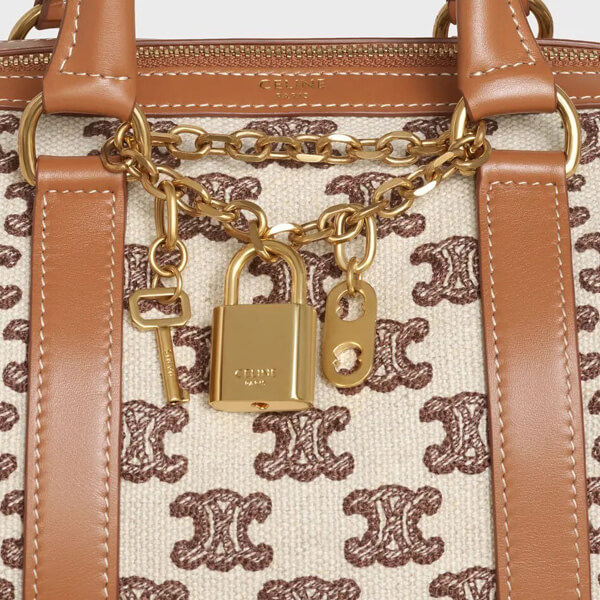 【CELINE】スーパーコピー スモール ボストンバッグ トリオンフ刺繍テキスタイ 193652CS8.27FX 193652CS8.19BR