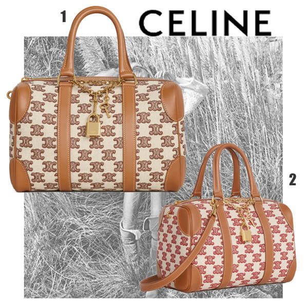 【CELINE】スーパーコピー スモール ボストンバッグ トリオンフ刺繍テキスタイ 193652CS8.27FX 193652CS8.19BR