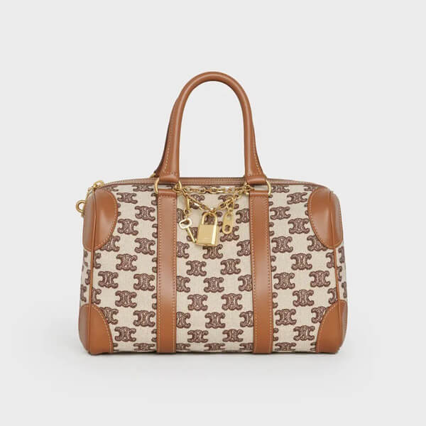 【CELINE】スーパーコピー スモール ボストンバッグ トリオンフ刺繍テキスタイ 193652CS8.27FX 193652CS8.19BR