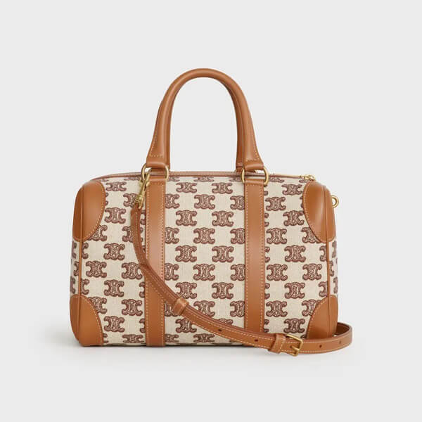 【CELINE】スーパーコピー スモール ボストンバッグ トリオンフ刺繍テキスタイ 193652CS8.27FX 193652CS8.19BR
