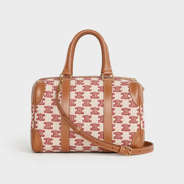 【CELINE】スーパーコピー スモール ボストンバッグ トリオンフ刺繍テキスタイ 193652CS8.27FX 193652CS8.19BR