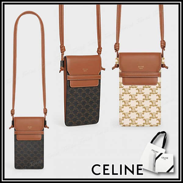 【新作】CELINE 偽物フォンポーチ ホワイトトリオンフキャンバス10G332CQD.04LU