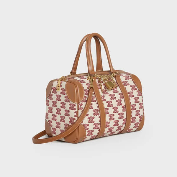 【CELINE】スーパーコピー スモール ボストンバッグ トリオンフ刺繍テキスタイ 193652CS8.27FX 193652CS8.19BR