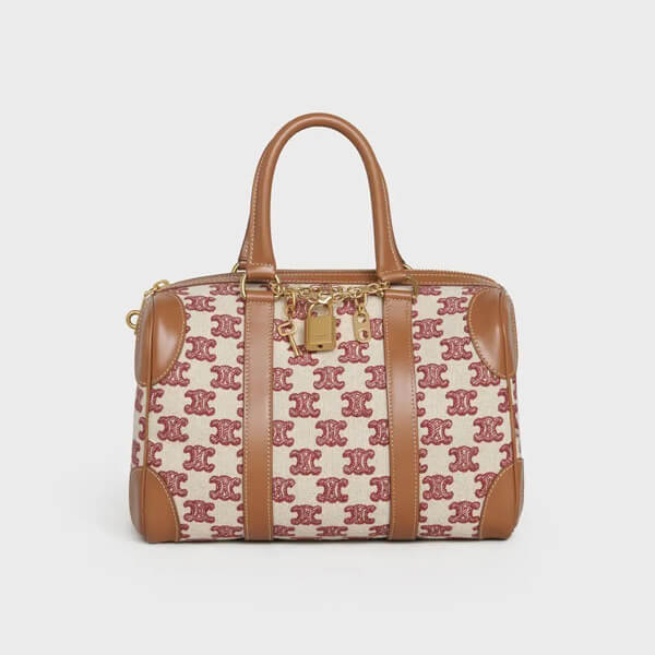 【CELINE】スーパーコピー スモール ボストンバッグ トリオンフ刺繍テキスタイ 193652CS8.27FX 193652CS8.19BR