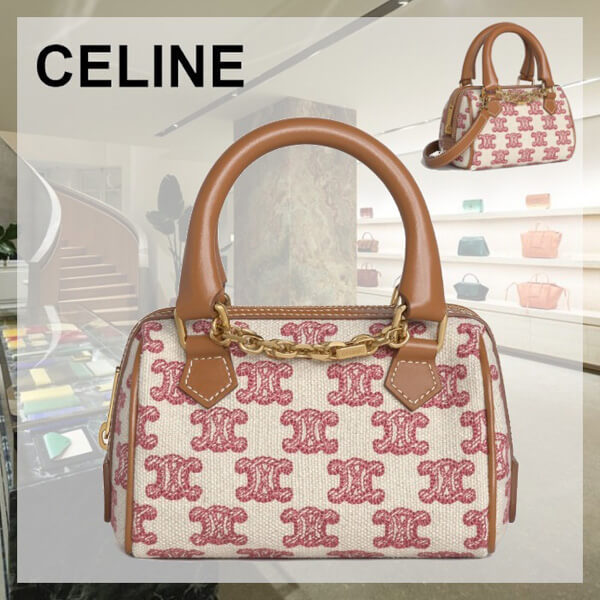 【直営店】CELINE★コピー TRIOMPHE テキスタイルのミニボストンバッグ 195112CS8.25VP