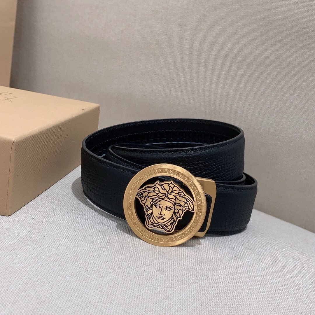 VERSACE メドゥーサ ビギー レザー ベルト 85/34 VERSACE メドゥーサ