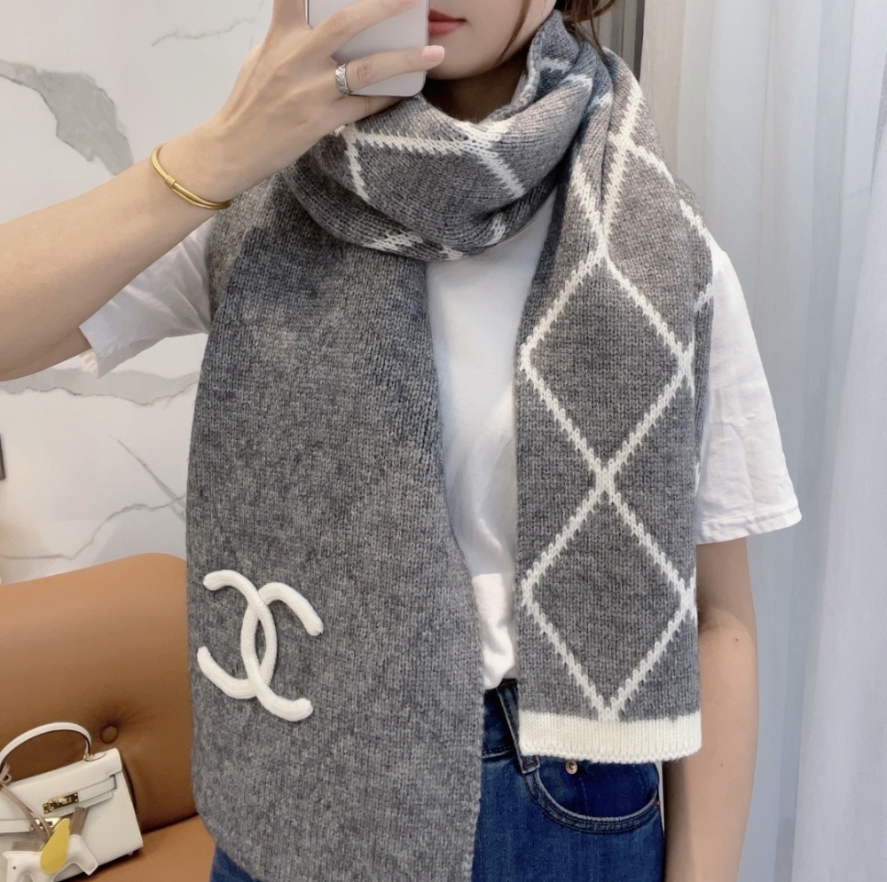 最安値挑戦  シャネル カシミヤニットのマフラーです 偽物    CHANEL シャネルマフラー0066