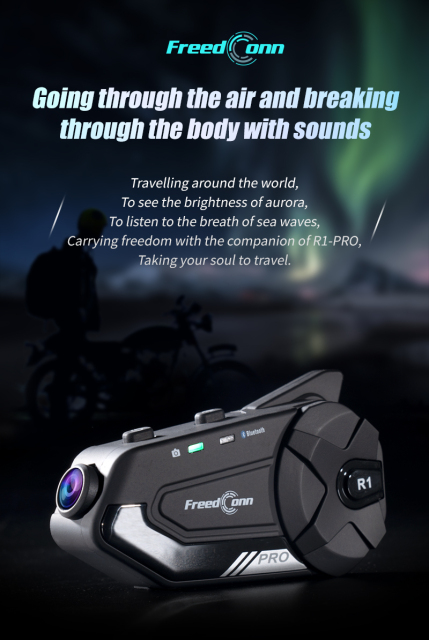 R1 Pro Motorcycle Camera Helmet Mount 2K Bluetooth WIFI Camera Motorbike Recorder 6 Riders Intercom/Universal Pairing by FreedConn