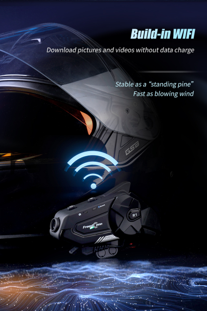 R1 Pro Motorcycle Camera Helmet Mount 2K Bluetooth WIFI Camera Motorbike Recorder 6 Riders Intercom/Universal Pairing by FreedConn