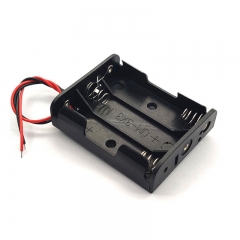 Plastic Black 4.5V 3 x AA Battery Cell Holder With Wire Leads