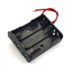 Plastic Black 4.5V 3 x AA Battery Cell Holder With Wire Leads