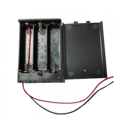 3 AA 4.5V Series Black Battery Box With Wire Cover And Switch Battery Holder
