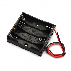 Black Plastic 6V 4 AAA battery Cell Holder Box Case With Wire Leads