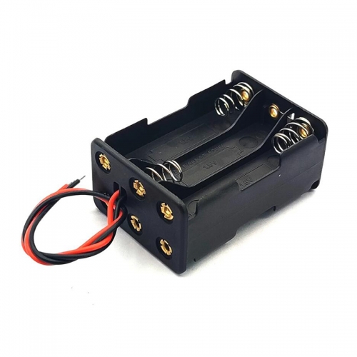 9V Side by Side 6aaa battery holder with Red&Black Wire Leads