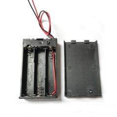 ABS Housing 4.5v 3 AAA Battery Holder With Switch, Cover and Wires Leads