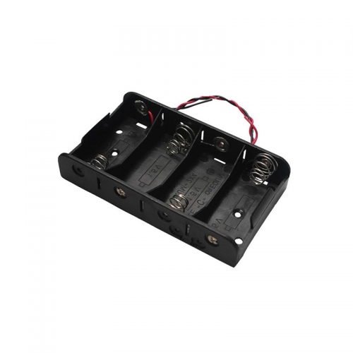 C Cell Battery Holder Case With Wires - 1, 2, 3, Or 4 Slot Options Available - Black